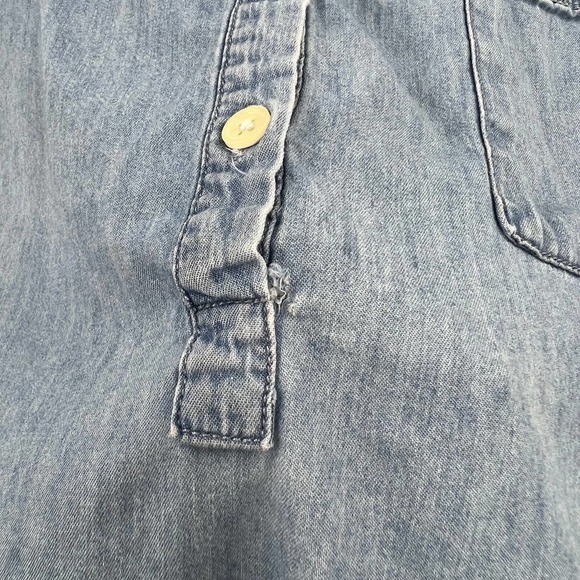 Per Se Chambray Tunic Blouse Button Front Scoop Neck Long Sleeve Women's XL - Picture 4 of 9